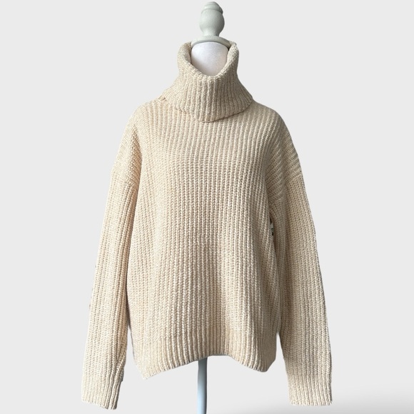 Roxy Sweater Women's Small Beige Cream Velvet Morning Turtle Neck Knit Pullover - Picture 10 of 15